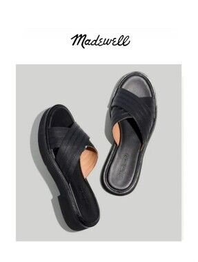 New {Madewell} The Alina Platform Sandal in True Black Size 8